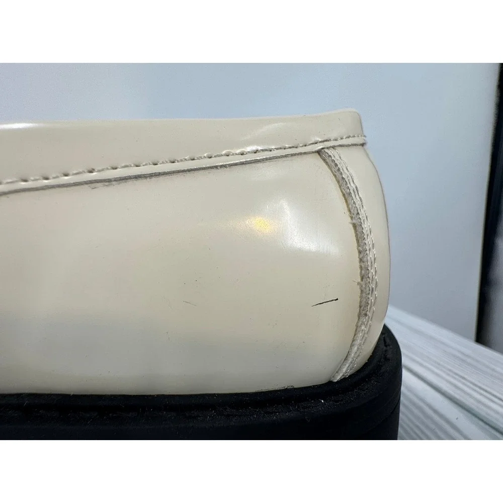 Loft Women's SIze 6.5 Cream Lug Penny Loafers Chunky Heel Flat Shoes Slip On‎